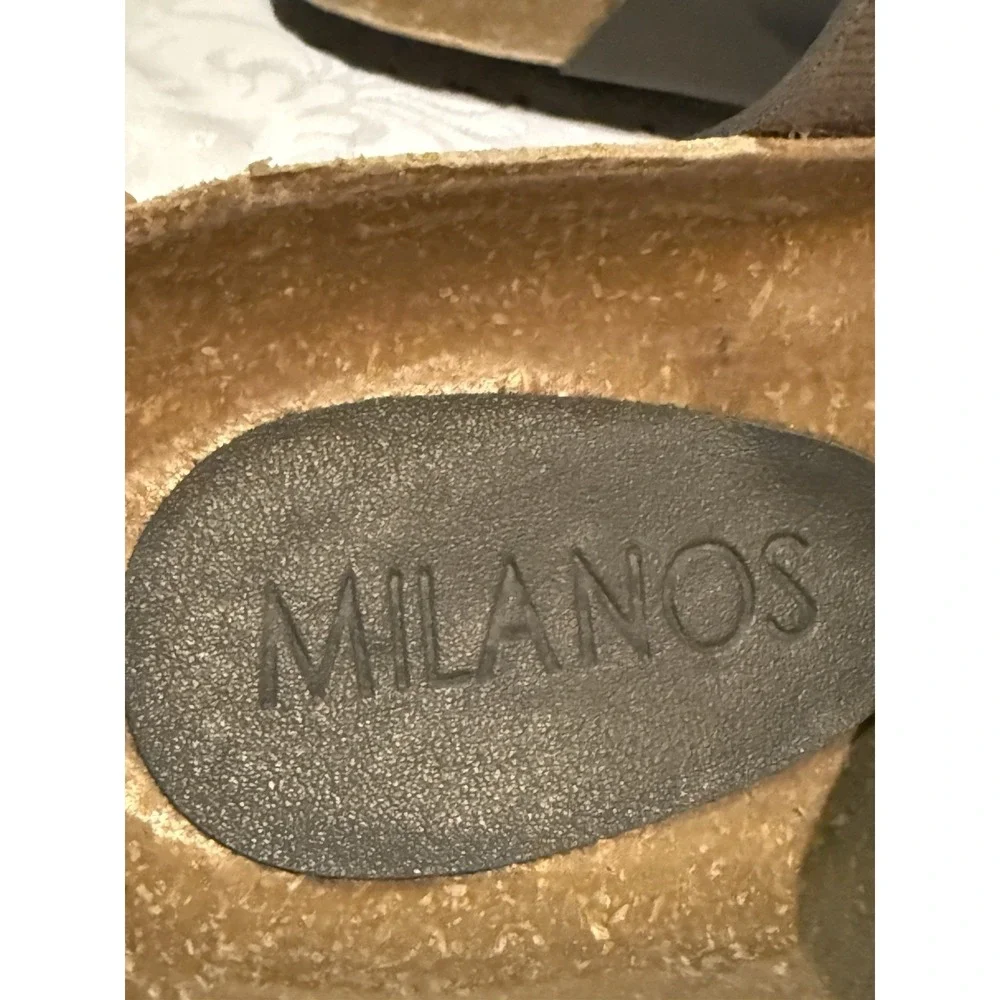 Milanos Mens‎ Miko2 Sandals Black Dark Gray Double band slip-onBuckle on strap 8